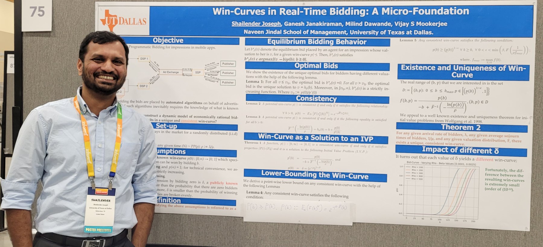 Shailender Joseph presenting the Win-Curves poster at the INFORMS Annual Meeting